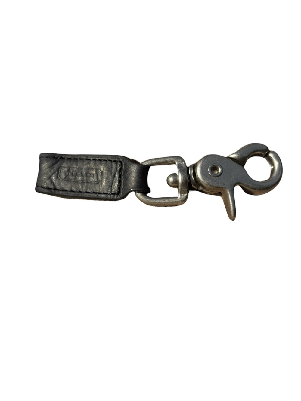 Coach Leather Key Clip with Metal Snap Hook Black vintage